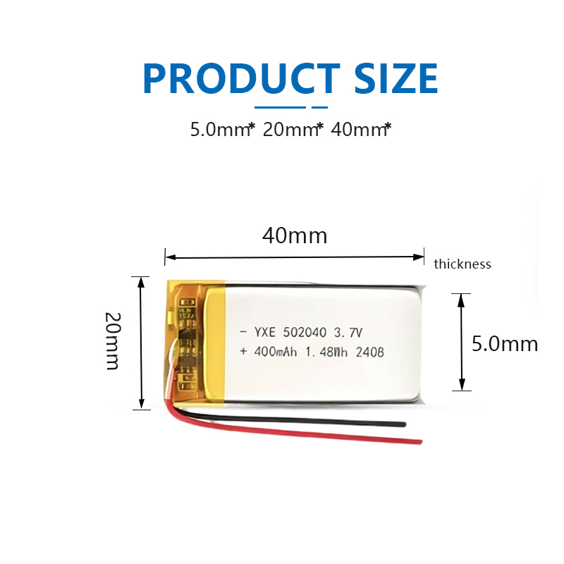 3.7 V Li-ion Battery 502040-400mah